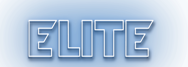 The word elite on a blue background.