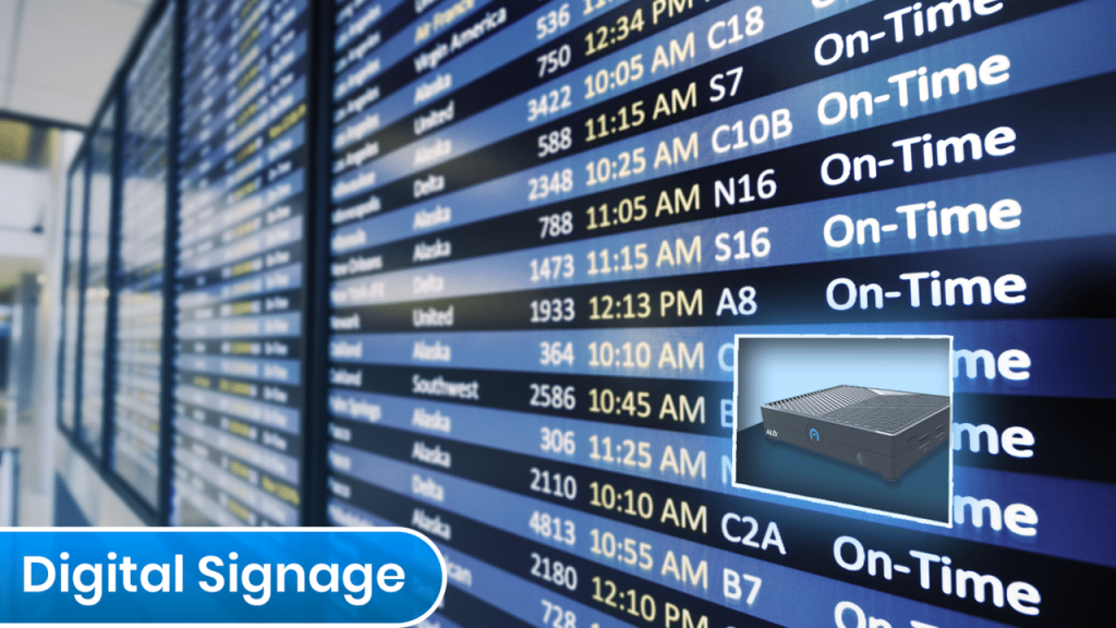 Digital signage at an airport is a powerful tool for communication and advertising. With the use of Azulle Mini PCs, businesses can take advantage of the versatility that digital signage offers to maximize their potential reach.