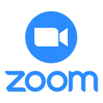 The Zoom logo featuring a white video camera icon inside a blue circle above the word "zoom" in lowercase blue letters.