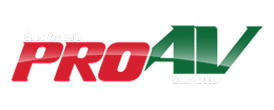 Logo with the text "East Africa's PRO AV Distributor" in red, green, and white. The letters "PRO" are in red and "AV" in green.