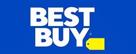 Best Buy logo with bold white text on a blue background and a yellow price tag graphic.