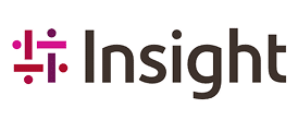 Insight logo featuring a geometric design with pink and purple lines and dots to the left of the word "Insight" in bold black letters on a white background.