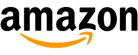 Amazon logo with black lowercase letters and an orange arrow curved from the letter "a" to "z" underneath.