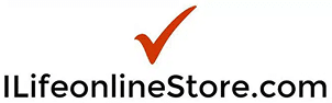 The logo features the text "ILifeonlineStore.com" with a large orange check mark above the "n" in "online.