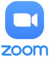 Zoom logo featuring a white video camera icon inside a blue rounded square, with the word "zoom" in lowercase blue letters below—ideal for Azulle mini PC users seeking streamlined video conferencing.