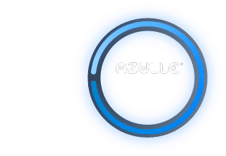 A blue circular graphic shows "AZULLE DEFECT RATE" in the center, with "less than 1%" written to the left, indicating a defect rate below 1%.