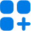 A blue square featuring two smaller squares positioned on its surface.