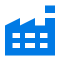 Factory building icon on a white background, symbolizing industrial production and manufacturing.